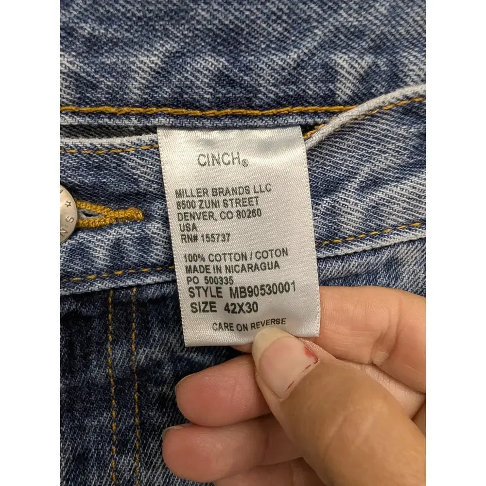 Cinch Green Label Original Fit Men's Jeans 42x30 Medium wash Relaxed Tapered Leg